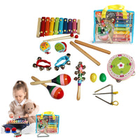 14 Pieces Set Kids Musical Instrument Toy Wooden Percussion Musical Toys Gifts