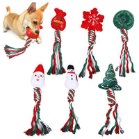 6pcs Christmas Pet Dog Chew Toys Braided Rope Pet Toys