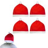 4Pcs Christmas Santa Claus Hat Car Seat Headrest Cover Car Interior Accessories Xmas Decoration