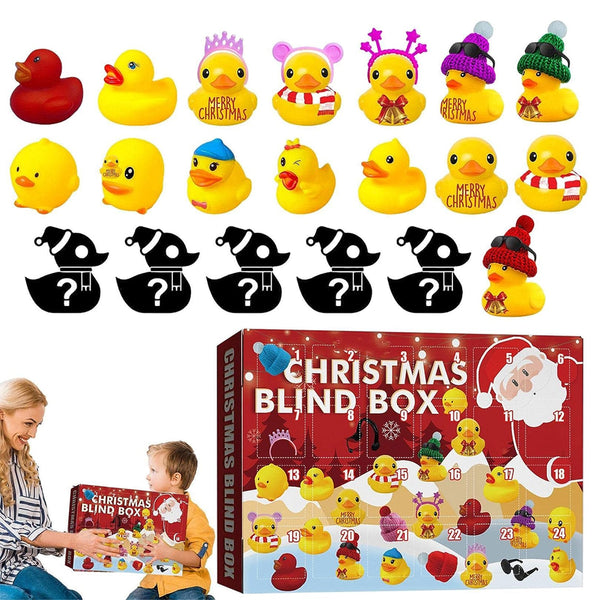 Christmas 24 Days Countdown Advent Calendar with Rubber Ducks and Accessory Children Bath Toys Gift