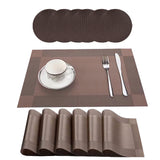 Set of 6Pcs Placemats with Coasters Heat Stain Non-Slip Washable Dining Table Place Mats Coffee