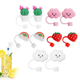 10Pcs Silicone Straw Covers Cute Straw Caps Straw Lid for 8 mm Straws