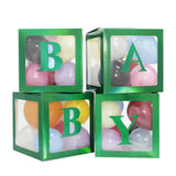 4Pcs Christmas Clear Boxes with 26 Capital Letters Set DIY Xmas Gift Boxes Packing DIY Letter Cube Box Green