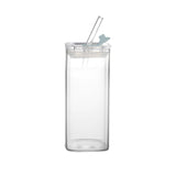 400ml Clear Glass Cup With Lid And Straw Transparent Milk Coffee Mug Tea Cup