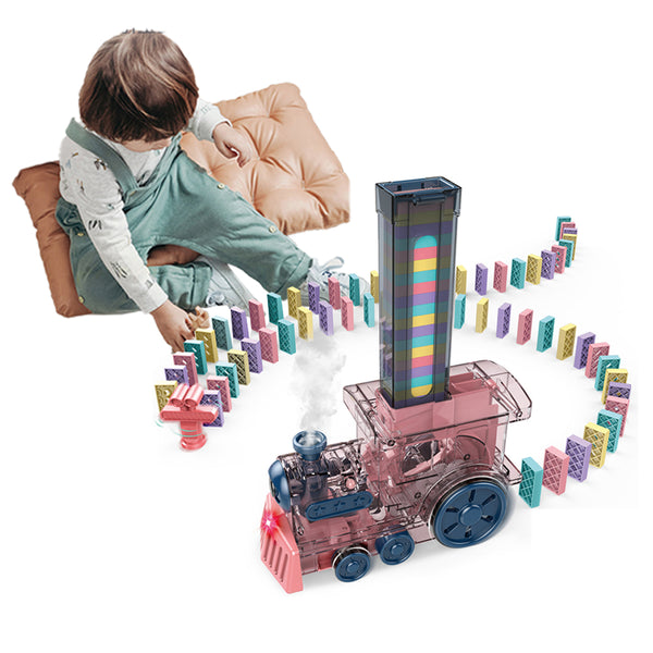 Automatic Domino Laying Train Set with 80Pcs Domino Blocks Pink