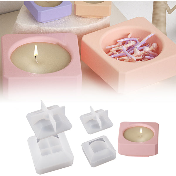 2 Sizes Silicone Candle Jar Mold Candle Holder Molds with Lid DIY Candle Making Supplies