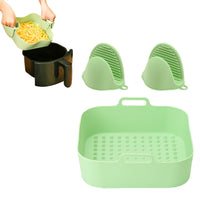 Air Fryer Silicone Liners Reusable Square Fryer Basket Oven Baking Tray with Pair of Gloves