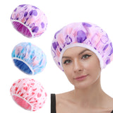 3Pcs Double Layer Water-resistant Shower Cap Sleep Bath Hat Hair Care