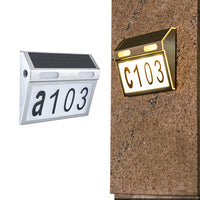 Solar House Number Light Wall Mount Illuminated House Numbers Signs Stainless Steel Address Signs Lamp