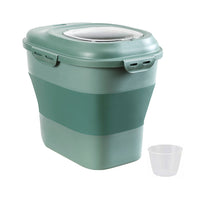 Collapsible Pet Food Storage Container Dog Cat Dry Food Container with Lid Green