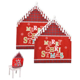 2Pcs MERRY CHRISTMAS Chair Back Cover Dining Chair Slipcovers Xmas Banquet Decorations Red