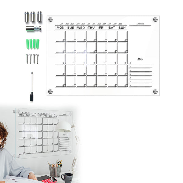 Acrylic Dry Erase Board Wall-Mounted Weekly Planner Calendar Memo Whiteboad