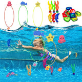 27-Piece Diving Toys Set for Kids Underwater Floating Pool Toys Diving Thru Rings Swimming Training Supplies