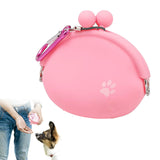 Portable Pet Silicone Treat Bag Multi-Purpose Dog Training Pouch with Carabiner Pink