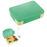 6 Divided Compartments Bento Box Lunch Food Containers Kids Leakproof Lunchbox Microwave Safe Green