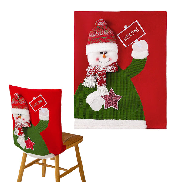 Christmas Chair Cover Removable Santa/Snowman Dining Chair Back Cover Xmas Home Holiday Decoration Style 2