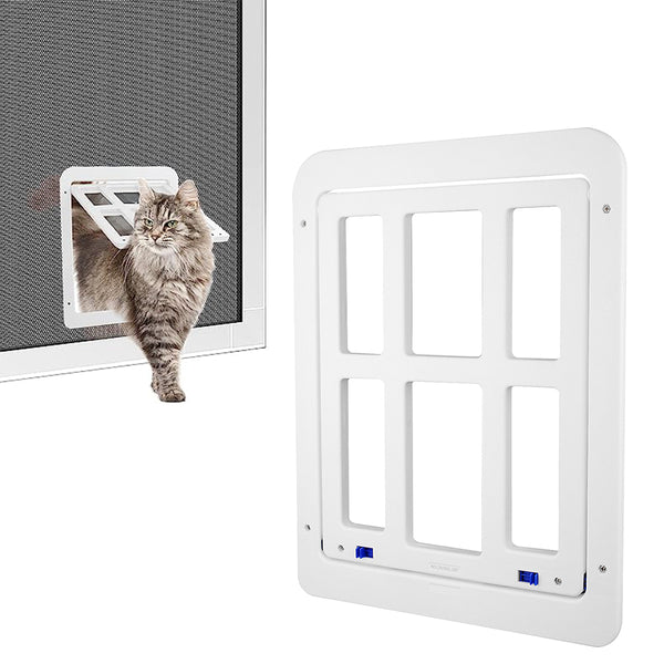 Pet Screen Door Small Dog Cat Door with Magnetic Flap White