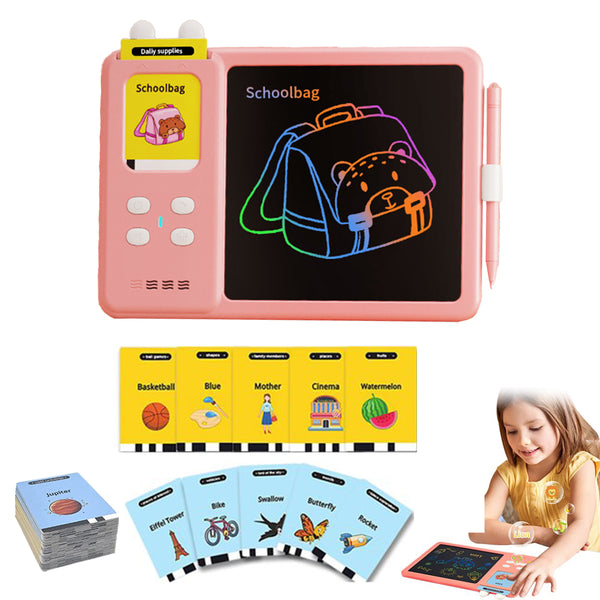 224 Words Talking Flash Cards LCD Writing Tablet Toddlers Preschool Words Learning Cards Toy Kid Gift Pink