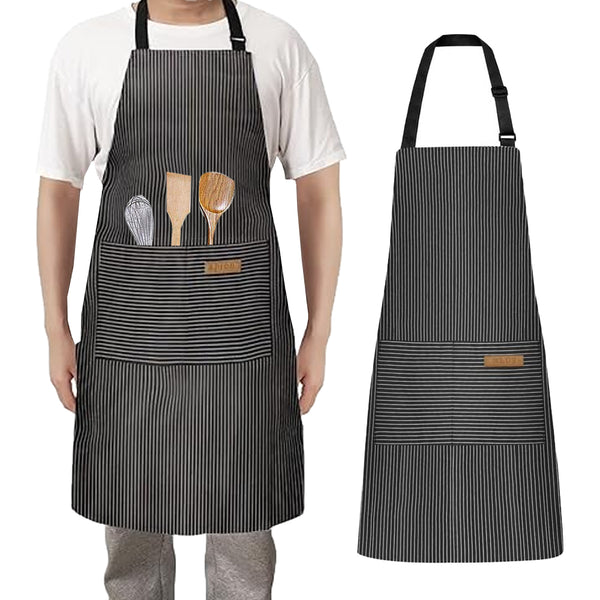 Adjustable Kitchen Cooking Apron with 2 Pockets Cooking Bib Apron for Men Women Black