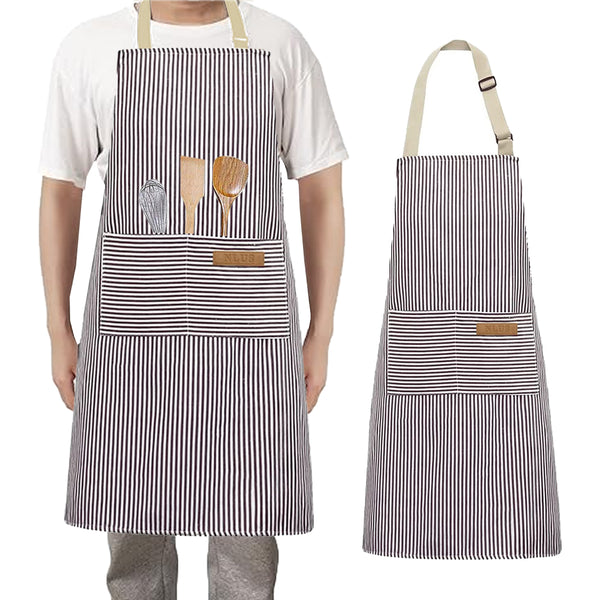 Adjustable Kitchen Cooking Apron with 2 Pockets Cooking Bib Apron for Men Women Grey