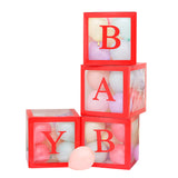 4Pcs Christmas Clear Boxes with 26 Capital Letters Set DIY Xmas Gift Boxes Packing DIY Letter Cube Box Red