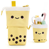 Telescopic Standing Pencil Case Cute Telescopic Pen Bag Yellow