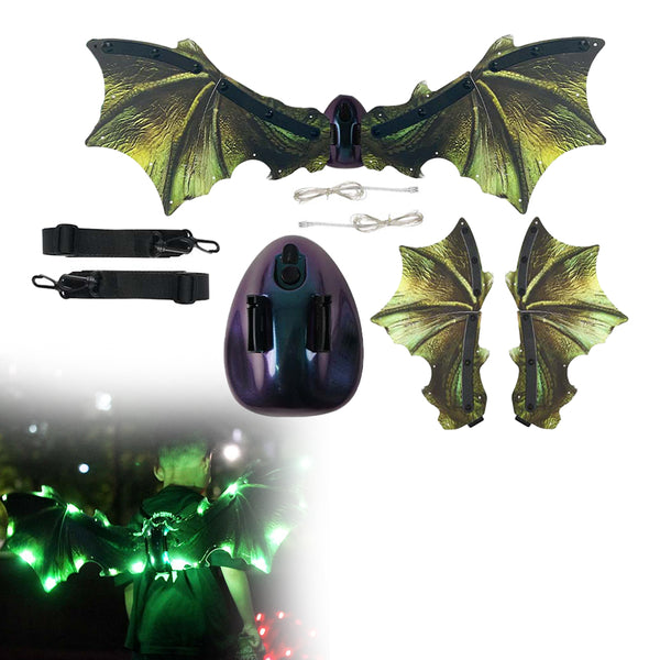 Electric Dinosaur Wings with LED Light Christmas Halloween Costume Decor Green