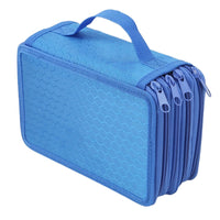 Large Capacity 72 Slots Pencil Bags Portable Drawing Pencil Organizer Blue