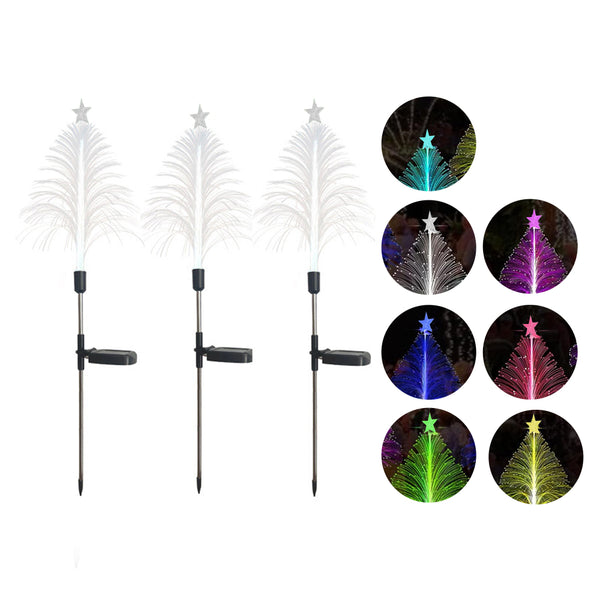 3Pcs Solar Fiber Optic Lights Christmas Trees Lights Outdoor Decorations for Yard Style 2