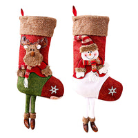 2Pcs Santa Gift Hanging Stocking Xmas Hanging Pouch Christmas Stocking Decoration for Holiday Party Decor Style 2