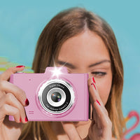 1080P Retro Digital Camera with 32G Memory Card Kids Student Camera Pink