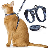 Adjustable Cat Harness and Leash Set Escape Proof Strap for Walking Travel Gray