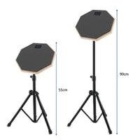 Silent Practice Drum Pad Set Dumb Drum with Drum Stand for Beginners Black