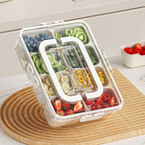 Divided Snackle Box Container Portable Serving Tray with Lid and Handle for Candy Fruits Snacks