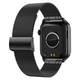 Smart Watch Bluetooth Call Heart Rate Monitor Fitness Activity Tracker for Android iOS Phone Black Steel Style