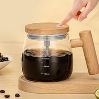 400ML Electric Self Stirring Mug with Heating Coaster Pad Mixing Cup Glass Coffee Mug