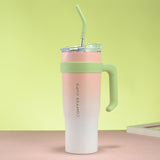 40oz Tumbler with Handle Stainless Steel Water Cup With Lid And Straw Pink