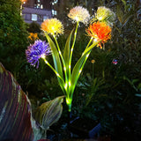 2Pcs 5-Head Solar Dandelion Light Outdoor Flower Garden Decorative Light Landscape Sidewalk Yard Decor