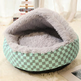 Winter Warm Pet Bed Cat and Dog Nest Plush Semi-Closed Pet Bed Sofa Gray