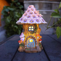 Solar Fairy Mushroom House Decorations Garden Statue Lawn Yard Patio Ornaments