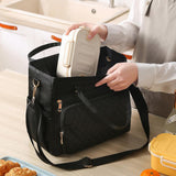 Insulated Lunch Bag Lunch Box Storage Bag Cooler Tote Bag Black