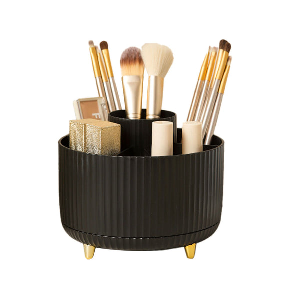 360 Degree Rotating Cosmetic Organizer Multi-Purpose Desk Organizer for Pencil Pen Art Supplies Makeup Brushes Black