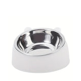 Tilted Dog Food Bowl Stainless Steel Cat Dog Feeder White