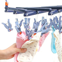 Foldable Hanger Laundry Pinch Hanger Multi-Functional Clothes Hanger Blue