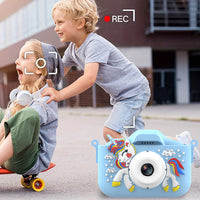 1080P HD Kids Digital Camera Unicorn Camera Toy Gift with 32G Memory Card Blue