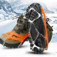 Pair of Crampons for Shoes Traction Cleats Ice Snow Grips Anti - Slip Shoe Spikes for Walking Hiking Orange