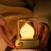 Cute Kerosene Lamp Silicone Campfire Night Light Desktop LED Decorative Light Green