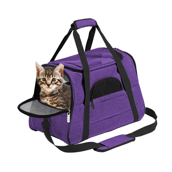 Cat Pet Carrier Travel Carrier Pet Bag for Small Medium Cats Purple