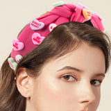 Love Heart Headband for Women Wide Top Knot Headband Hair Accessories Rose Red