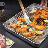 Stainless Steel Barbecue Sheet with Cooling Rack Baking Pan Cookie Sheet for Frige Storage